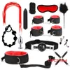 Skönhetsartiklar bdsm kit sexiga leksaker för kvinnor män handbojor bröstvårtor klämmer piska metall anal plug vibrator bondage set vuxna spel par