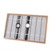 Exhibition Necessary Standard 8 10 Girds Solid Wood Velvet Watch Strap Band Gift Box Display Tray Organizer A350