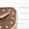 Wall Clocks Nordic Black Walnut Minimalist Desk Clock Bedroom Living Room Decoration Solid Wood Quiet Hanging Watch