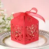 Gift Wrap 50Pcs/set Love Heart Laser Cut Candy Boxes Hollow Carriage Favors Gifts Box With Ribbon Baby Shower Wedding Party Decor Supplies