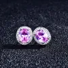 Cluster Rings Fashion Temperament Oval Claw Inlaid Pink Crystal Earrings 2022 Trend Female Jewelry Charms Wedding Party Gift Drop