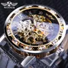 Vinnare Black Golden Retro Luminous Hands Fashion Diamond Display Mens Mechanical Skeleton Wrist Watches Luxury Clock298X