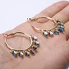 Hoop Earrings Multiple Retro Green Rectangle Glass Crystal Beads Dangle Chandelier Charm Gold Big Earring For Woman Elegant Daily Jewelry