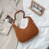 Borse da sera Borsa da donna alla moda Ricci peluche Colore puro Hobo Spalla Ascellare Casual Lady Autunno Inverno Capacità catena acrilica