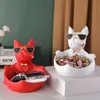 Decorative Objects Figurines Cool French Bulldog Butler with Storage Bowl for Key Pearls and Jewels Dog Statue Home Decor Statu Sculpture dog Resin Art Gift T221227