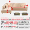 Stolskydd Stretch L -formad soffa omslag för vardagsrumschaise Longue Section Slipcover Corner Form Elastic 2 PCS