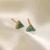 Stud -oorbellen Vintage Ear 18K Gold vergulde roestvrij staal voor vrouwen Hypoallergene sets Retro Turquoise ingelegde driehoeksvorm