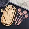 Dinnerware Sets Spoon Cherry Rose Gold Stainless Steel Silver Scoop Coffee Decor Christmas Gifts Kitchen Accessories Tableware Decoration