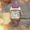 Luxe gunst geschenken vrouwen kwarts horloges kleine vierkante Romeinse wijzerplaat serie drie pins mysterie geschenk echt lederen riem zakelijk casual polshorloge montre de luxe