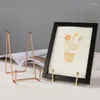 Ganci Cornice portafoto in oro rosa Supporto per libri Scaffale portaoggetti Espositore Portapiatti decorativo Arte