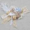 Accesorios para el cabello, diadema de encaje Vintage para niña pequeña con plumas de peras, bandas para espectáculos infantiles, cabeza de flor de bautismo de cumpleaños para niños pequeños