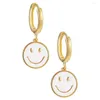 Stud Earrings One Pair Gold Color Copper Roud Smile Multicolor Oil Enamel Cute Pendent For Women Party Jewelry