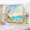 Tapestries 3D Window Sea Home Decor Wall Fabric Castle Flowers Vines Mandala Tapestry Hippie Art Living Room Backdrop Mural