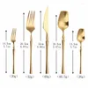 Derenwaren Sets 20 PCS MATTE TABLE TRAIRE Keuken Tea Coffee Golden roestvrijstalen set Fork lepel mes Drop