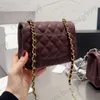 Caviar Cowhide Quilted Designer Bags Classic Gold Silver Metal Hardware Leather Chain Crossbody Coins Purse Matelasse Leather Womens Luxury Mini Handbags 17CM