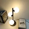 Slaapkamer tafellamp leeslicht woonkamer decoratie bureau verlichting leuntjes stijl ijzerplaten melk witte glazen lampenkap