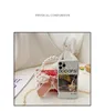 Cute Girls Princess Handbags Crossbody Bag Woolen Pearl Handle Kids Fashion Wedding Tote Hand Bags Kawaii Baby Purses Gift