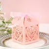 Gift Wrap 50Pcs/set Love Heart Laser Cut Candy Boxes Hollow Carriage Favors Gifts Box With Ribbon Baby Shower Wedding Party Decor Supplies