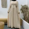 Etniska kl￤der muslimska solid hijab kl￤nning f￶r kvinnor eid mubarak djellaba dubai mode h￶g densitet dubbel chiffong party kl￤nning islam b￤lte