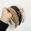 Korean Style Triumphal Arch Hair Hoop Designer Head Scarf Luxury Brand Plush Plaid Headband Knitting Vintage Sponge Letters Hairpi267d