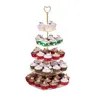 Bakeware Tools 3/4/5/6 lager Rensa akrylkakestativ hj￤rta formad f￶r br￶llopsfest f￶delsedag cupcake te serveringsfack