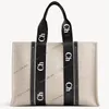 Woody Tote Påsar Luxury Designer Woody Totes Basket Stripes Signature Logo Ribbon Wide Handle Läder Crossbody Axla Small Shop217o