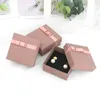 Jewelry Pouches 10pcs 7.5x7.5x3.5cm Pink Shiny Paper Black Sponge Organizer Boxes Ring Earrings Necklace Bracelet Packaging Wedding Case