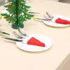 Christmas Decorations Hat Knife And Fork Cover Creative Non-woven Mini Bag Year 2022 Home Decor