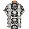 Chemises décontractées masculines 2022 Fashion d'été Fashion Hawaiian Hawaiian à manches courtes à un bouton Skull 3D Shirt de plage imprimé plus taille 5xl Tops