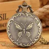 Steampunk Butterfly Design Mens Womens Quartz Adalog Pocket Watch Number Abor Top Gift Pendant Clock for Kids Necklace Chai237p