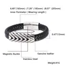 Bangle Quality Retro Creative Arrow Men's Black Woven Leather Bracelet Stainless Steel Magnetic Buckle Sleek Minimalist Charm