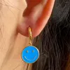 Stud Earrings One Pair Gold Color Copper Roud Smile Multicolor Oil Enamel Cute Pendent For Women Party Jewelry