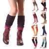 Women Socks Lolita Japanese Long Warm Winter Knit Foot Cover Crochet Knee Boot Cuffs Beenwarmers