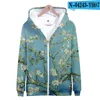 Men's Hoodies World Famous Painting Art Hoodie Zipper Men Outerweats 3D Printing Tracksuits Homme Hooded Sweatshirt For Unisex