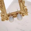 Dangle Earrings Exquisite Fashion Women's Gold Natural White GEM PENDANT Hanging Hook Anniversary Gift Wedding Engagement Jewelry