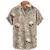 Chemises décontractées masculines 2022 Fashion d'été Fashion Hawaiian Hawaiian à manches courtes à un bouton Skull 3D Shirt de plage imprimé plus taille 5xl Tops