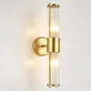 Lâmpadas de parede Armazenamento de ouro para o banheiro iluminação de Morden sobre o mirror Vanity Lights Combate com sombra de vidro E14