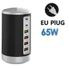 Universal 65W USB Fast Charger Hub Quick Charge QC3.0 Multi 6 Port USB Tipo C Esta￧￣o de carregador PD para tablet para celular PC
