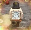 Luxe gunst geschenken vrouwen kwarts horloges kleine vierkante Romeinse wijzerplaat serie drie pins mysterie geschenk echt lederen riem zakelijk casual polshorloge montre de luxe