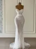 Illusion Luxurious Mermaid Wedding Dress Spaghetti Straps Spetsapplikationer Brudklänningar Kvinnor Formella brudklänningar213b