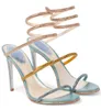 Elegante da sera Rene Chandeler Sandali Scarpe Perline Crystal Strappy Tacchi a spillo Perfect Summer Lady Sexy Caovillas Gladiator Sandali EU35-43