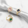 Cluster Rings OCESRIO Trendy Oval CZ For Women Copper Gold Plated Adjustable Luxury Crystal Jewelry Gift Wholesale Rigr40