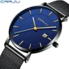 Montres de sport pour hommes CRRJU Top marque de luxe homme classique cadeau d'affaires bracelet en maille montres Relogio Masculino hommes Date Cl2378