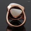 Cluster Rings Fashion Bijoux Gold Color For Women Big Opals Jewelry Vintage Ring Bague Accessories