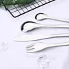 Dinnerware Sets Silver Flatware Cutlery Set Western 18/10 Stainless Steel Tableware Home Spoon Fork Knife Silverware For Kitchen