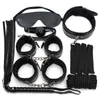 Beauty Items 7PCS/Set Pink And Black BDSM Bed Bondage sexy Toy for Couples Exotic Accessories PU Leather y Handcuffs Whip Rope Products