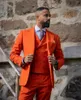Herrdräkter klassiska orange mäns kostym formell affärsanpassad bröllop smoking
