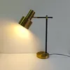 American Study Table Lamp Retro Adjustable Iron Bedroom Desk Light Brass Color Cafe Bar Decoration Lighting