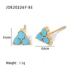 Boucles d'Oreilles Vintage Oreille Plaqué Or 18K Acier Inoxydable Pour Femme Hypoallergénique Ensembles Rétro Turquoise Incrusté Forme Triangle