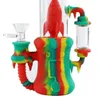 Silicone Colorful Bong Hookah Pipes Easy Clean Herb Tobacco Oil Rigs Handle Glass Bowl Handpipes Smoking Cigarette Holder Portable Desktop Waterpipe DHL